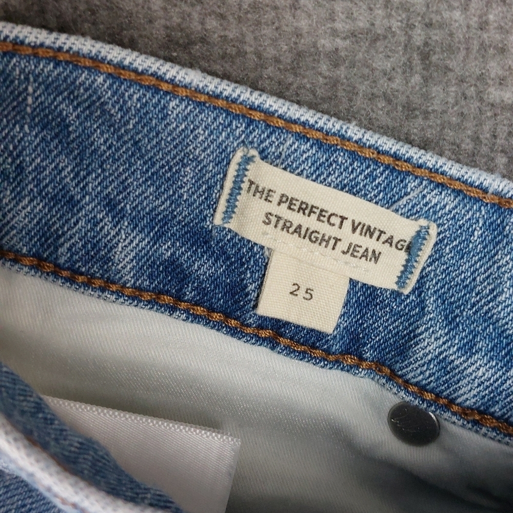 MADEWELL JEANS WOMENS BLUE THE PERFECT VINTAGE STRAIGHT JEAN DENIM PANTS SIZE 25 - Picture 8 of 9